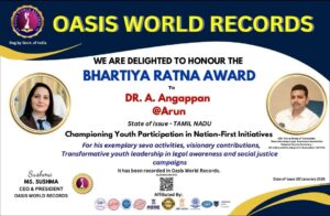 DR. A. Angappan @ Arun receiving Bhartiya Ratna Award