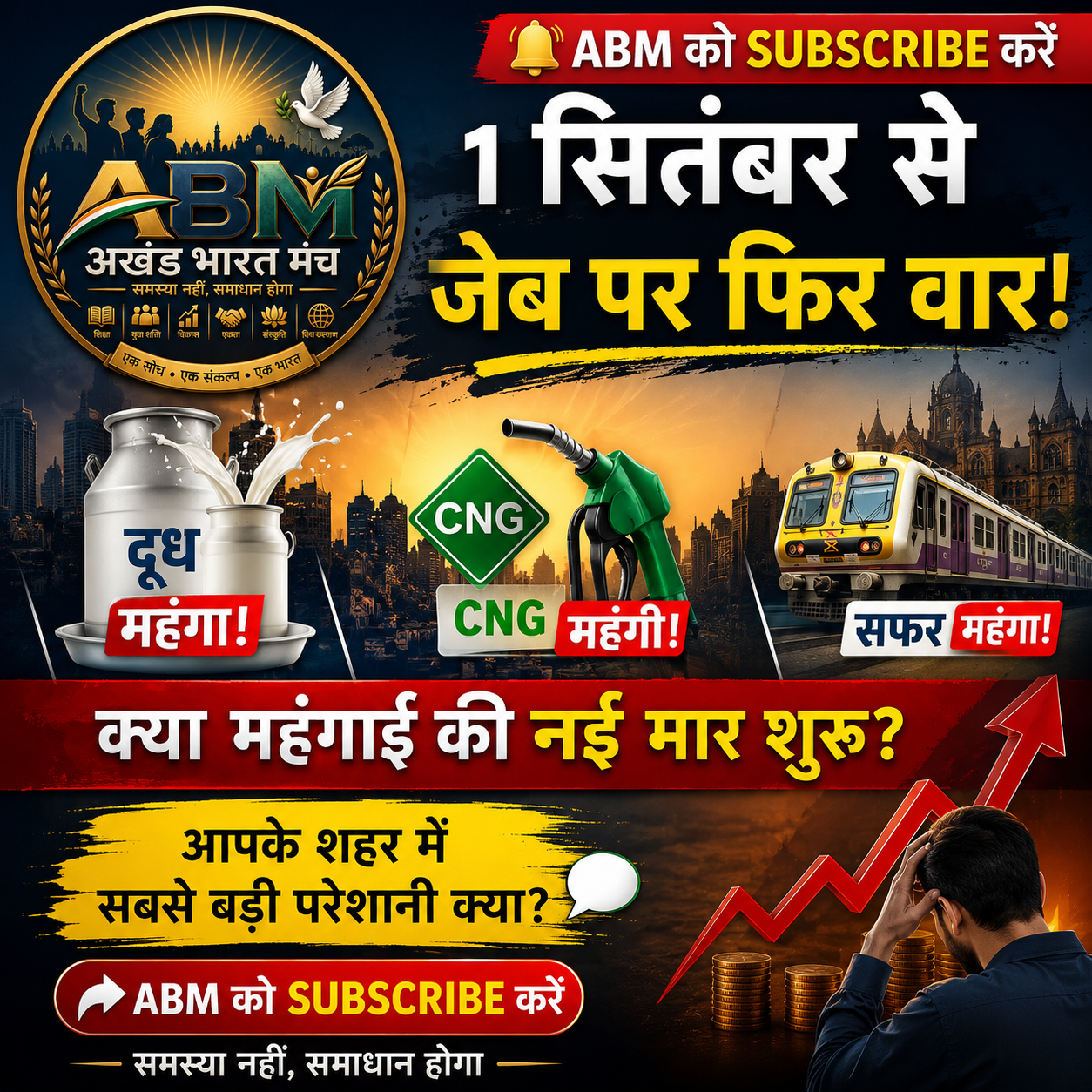 मुंबई में 1 सितंबर 2026 से दूध CNG और ऑटो टैक्सी किराया बढ़ने से महंगाई का असर